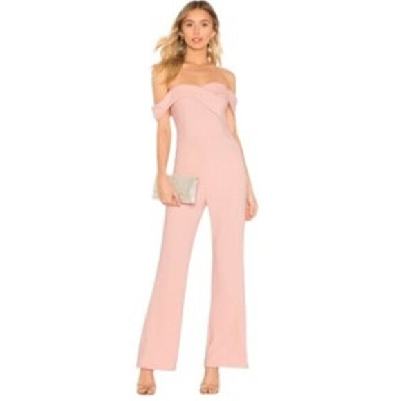 Revolve Superdown Off the Shoulder Sabrina Jumpsuit in Light Pink Size XS NWT - Picture 1 of 9